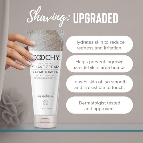 Coochy Moisturizing Shave Cream for Sensitive Skin - Au Natural 3.4 oz