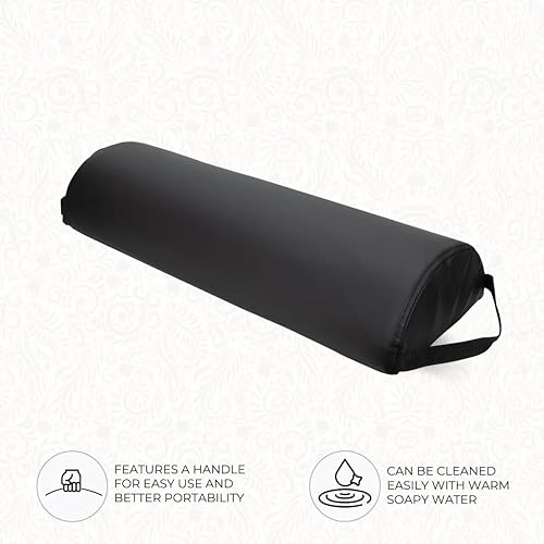 Jumbo Half-Round Massage Bolster Pillow - Stain & Oil Resistant, Black