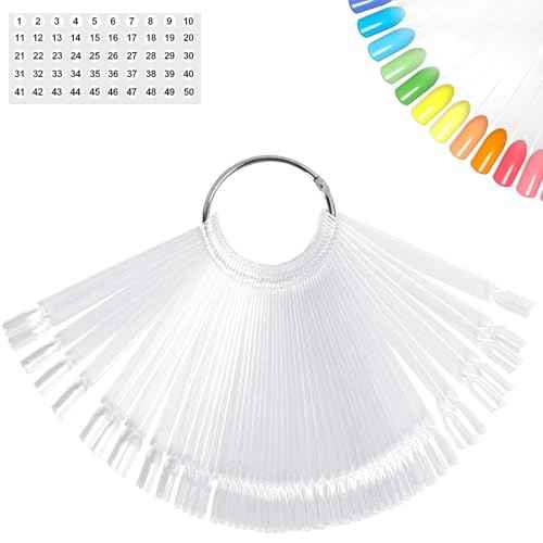 50Pcs Square Clear Nail Swatch Sticks With Metal Rings Numbered Stickers, Fanned To Show Tips, Nail Polish Swatch Stick Color Swatches For Gel Nail Polish, Suitable For Professionals And Beginners