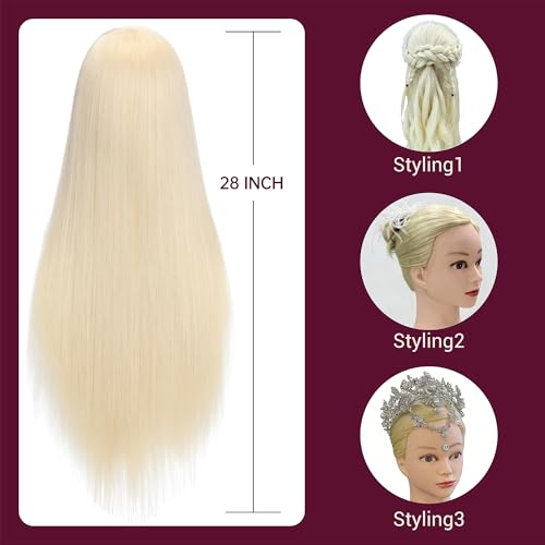 26-28" Mannequin Head 70% Real Hair Cosmetology Training
