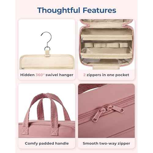 BAGSMART HangingToiletry Bag for Women, Puffy Travel Toiletry Bag with Jewelry Organizer, Waterproof Cosmetic Makeup Bag Compartment, Toiletries Kit Set for Traveling, Accessories, Essentials (M)