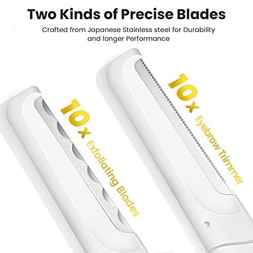 Dermaplaning Tool for Face Exfoliation, with 20 Replaceable Blades, Facial Shaver/Eyebrow Razor, Peach Fuzz Removal Eyebrow Shaper for Women, Easy to Use Dermaplaner Help Exfoliate and Smooth Skin
