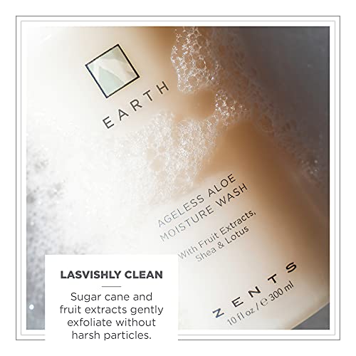 Zents Hand & Body Wash (Earth Fragrance) | Hydrating Anti-Aging Cleanser with Organic Shea Butter & Aloe for Dry Skin | Gentle & Nourishing | 10 fl oz