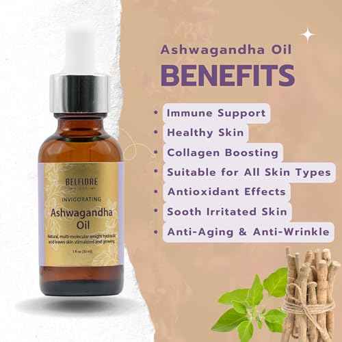 Ashwagandha 100% Pure Natural Organic Oil, Immune Support, Healthy Skin, Collagen Boosting Anti Wrinkle, Vegan non-GMO, 1 ounce