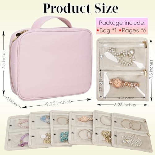 Travel Jewelry Organizer Case with 24 Pouches | Pink