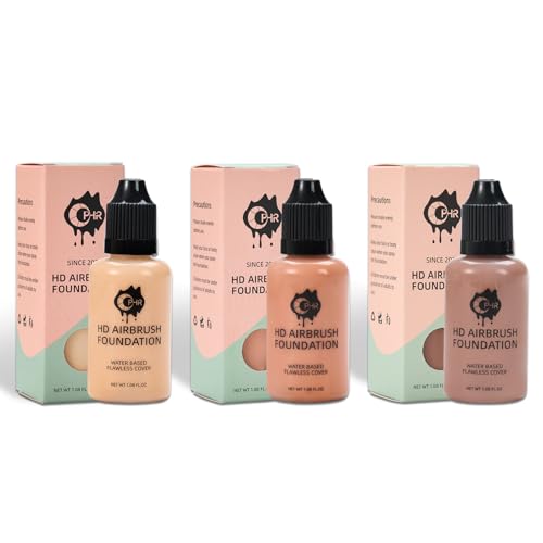 OPHIR Air Brush Foundation Set - 3 Deep Shades for Stage & Body Makeup