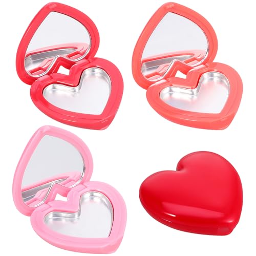 4Pcs Empty Heart Shape Eyeshadow Lipstick Palette Makeup Palette with Mirror Empty Makeup Containers for Young Teens, Girls or Women Valentines Present