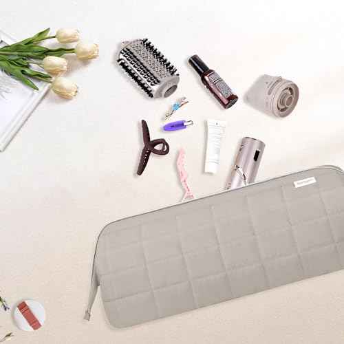 Hair Tools Travel Bag Organizer for Dyson Airwrap Case Holder Shark Hair Dryer Flex Style Airstraight Brush Revlon Attachments Carrying Case Flat Curling Iron Bags (Camel)