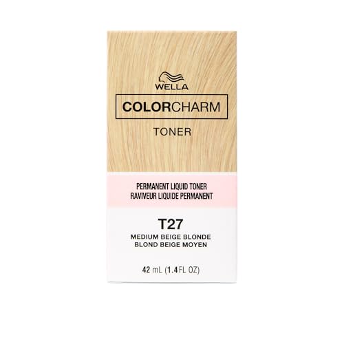 COLORCHARM Permanent Liquid Toners| Neutralize Brass| Free of Parabens| Vegan| T27 Medium Beige Blonde| 1.4 Fl Oz