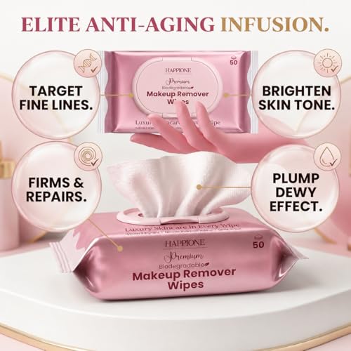 Anti-Aging Makeup Remover Wipes 50 Count Micellar Water