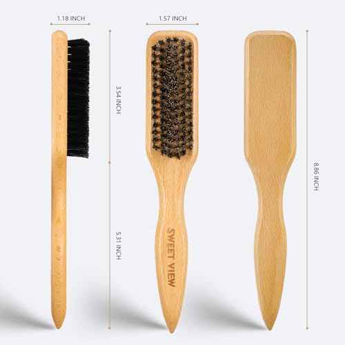Boar Bristle Slick Back Hair Brush for Smooth Flyaways, Frizz, Sleek Ponytail, Buns and Edge Baby Hair, Teasing | Gel Comb Styling Accessories for Girls, Kids and Women
