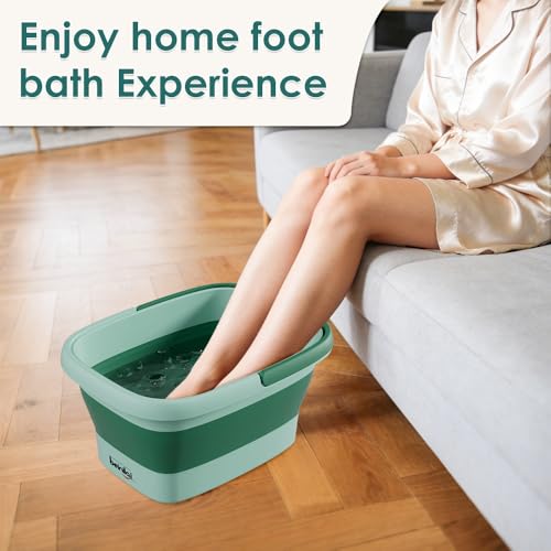 Collapsible Foot Bath Basin with Massage Rollers - Green