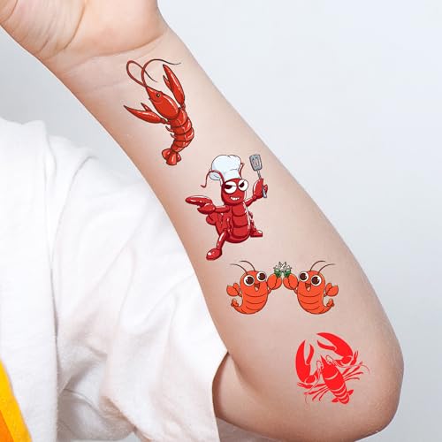 300 Lobster Theme Tattoos Temporary Stickers Suitable for Beach Luau Seaside Birthday Party Favors Supplies Decorations Goodie Bag Stuffers