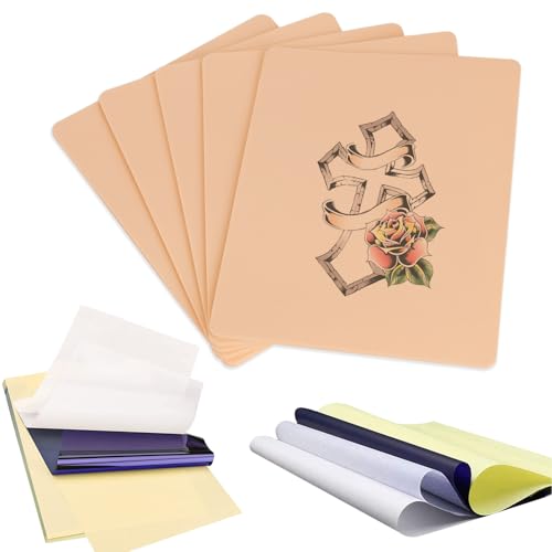 5 Pack 3MM Tattoo Practice Skin with 10 Stencil Papers