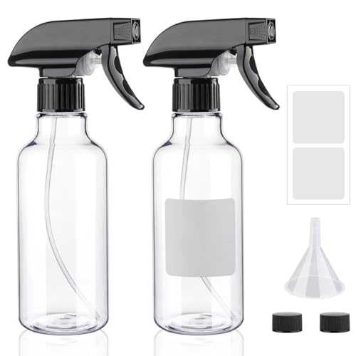 Hethyo 12oz Heavy Duty Spray Bottles - Adjustable Mist & Stream, 2 Pack