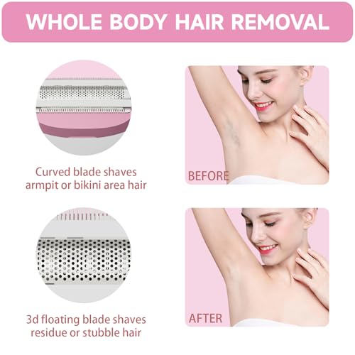 Electric Razor for Women 4-in-1 Bikini Trimmer & Body Shaver for Face, Legs, Underarms, Pubic Hair ? Rechargeable Wet/Dry Painless Hair Removal with LED Display (White)