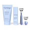 Women's Pubic Hair Razor Set with Shave Gel & Post Shave Serum - Flamingo