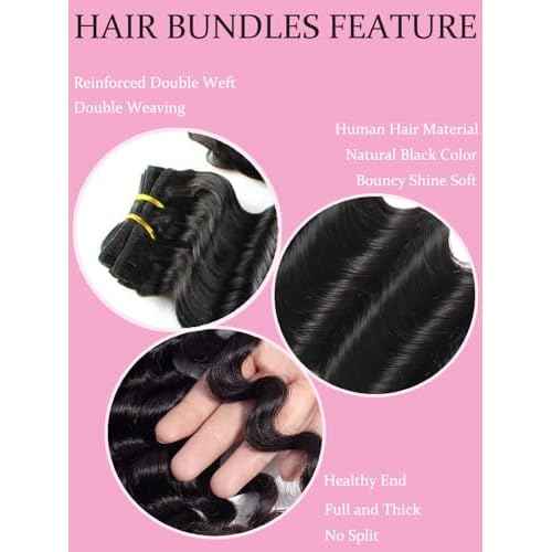 Loose Deep Wave Bundles Human Hair Short Brazilian Deep Wave Bundles 12 12 12 Inch 100% Unprocessed 12A Loose Wave Bundles Human Hair Flip Over Quick Weave Raw Hair 3 Bundles for Bob Style