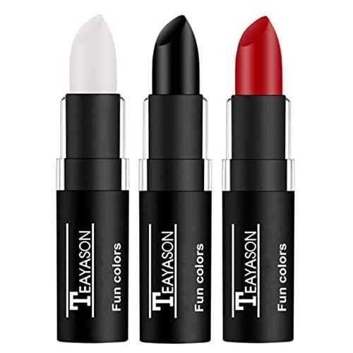 Go Ho 3 PCS Makeup Clown White Cream-Blendable Stick-Eye Black Sticks Face Body Paint Professional Halloween SFX Makeup,Safe Facepaint Nose&Lip Smacking for Sports Festival Make up(White+Black+Red)