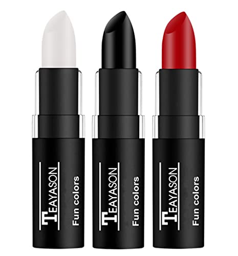 Go Ho 3 Pack Makeup Clown Face Paint Stick Set White Black Red for Halloween & SFX