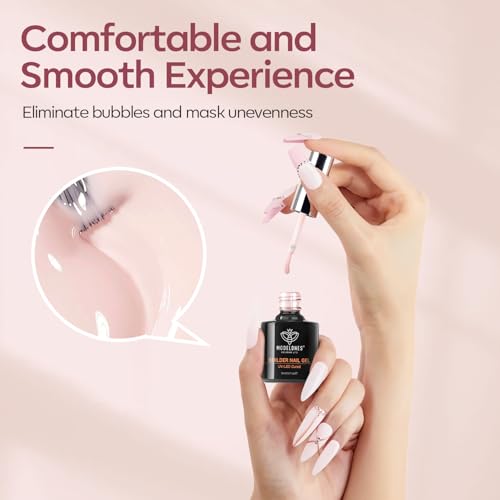 modelones Builder Nail Gel with Top Coat, 8-In-One Cover Nude
