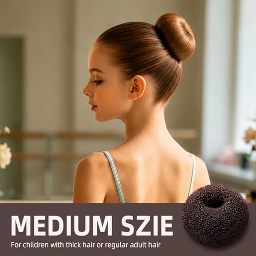 7-Pc Brown Hair Bun Maker Set w/ 4 Sizes & Bobby Pins
