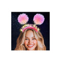 Pink LED Happy Birthday Crown Headband for Women - Glowing Pom Pom Hair Accessory