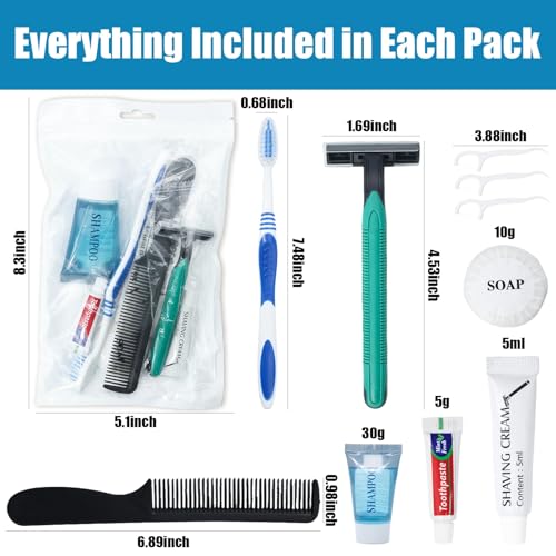 Warmify 50 Pack 8-in-1 Bulk Personal Hygiene Kits for Care Packages