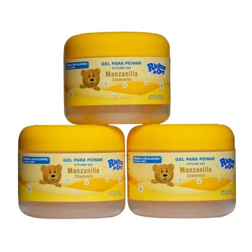 Ricitos de Oro Chamomile 3-Pack Hair Gel with 4.05 Oz Jars and Baby Shampoo 3 Pack with 8.4 FL Oz Bottles