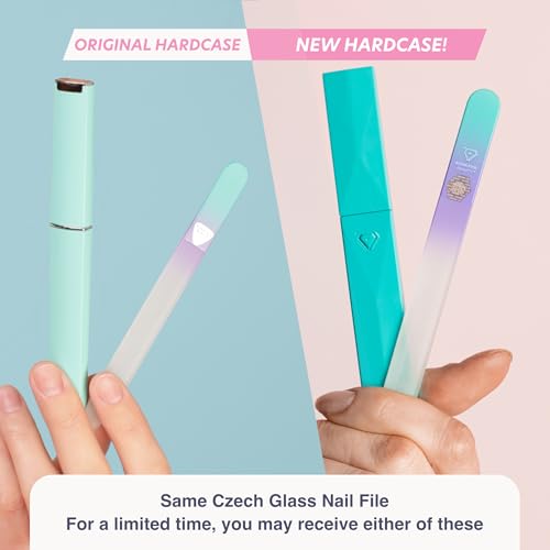 Czech Glass Nail File with Case - Gentle Crystal File for Natural Nails