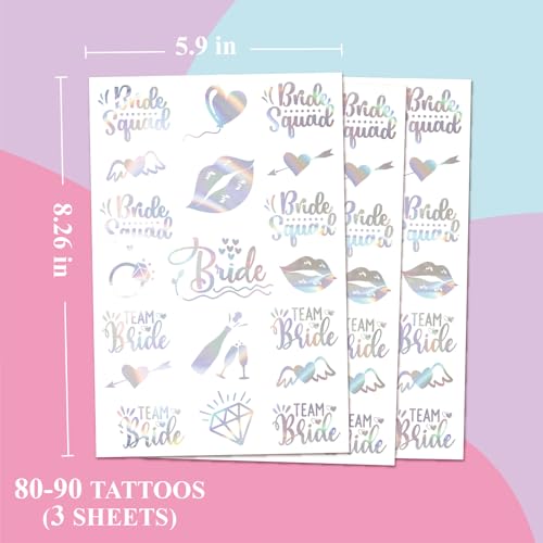 Bride Squad 80+ Bachelorette Party Temporary Tattoos Metallic