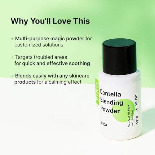 TIAM Centella Blending Powder, 0.35 Oz, CICA Powder for Skin Soothing & Sebum Control with Asiaticoside, Madecassic Acid, Asiatic Acid, Korean Skin Care
