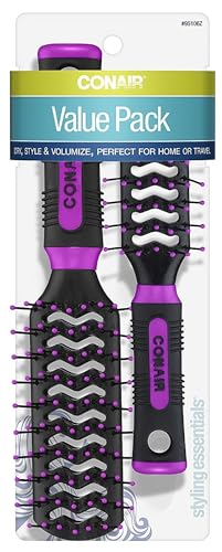 Conair Salon Results Vent Hairbrush Set - Detangling Hairbrush - hair brushes for women - Travel Hair brush + Full-size Hairbrush