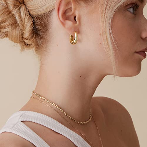 PAVOI 14K Gold Plated Sterling Silver Small Chunky Hoop Earrings