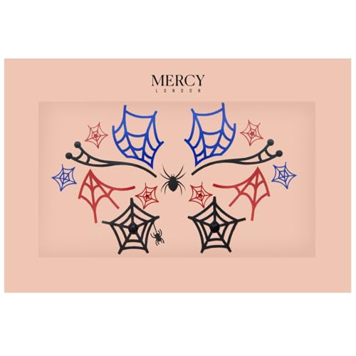 Mercy London Spiderweb Face Gems - Red, Blue & Black Stick-On Crystals