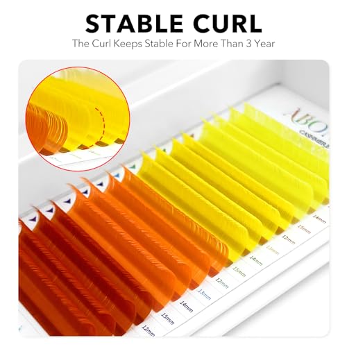 Colored Lash Extensions, 16 Rows Cashmere lash extensions, 0.07 D Curl 15mm Classic Lashes Extensions, Single Lash Extensions for Professional(0.07-D-Yellow Gradient 15mm£©