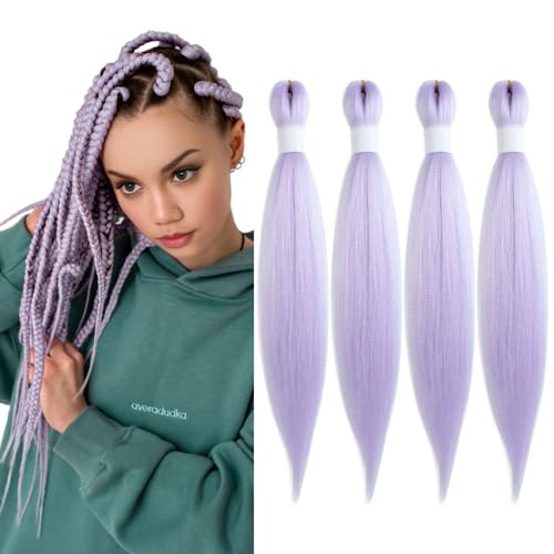 Lavender Pre-Stretched Braiding Hair 20 Inch, 4 Packs