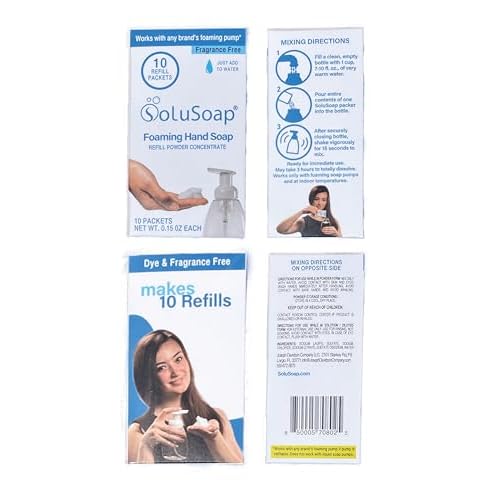 Unscented Makes 10 bottles of Premium Foaming Hand Soap, Fragrance Free, Quick Dissolve, Immediate Use Foaming Hand Soap Refills, Powder Concentrate. Use 99% less Plastic