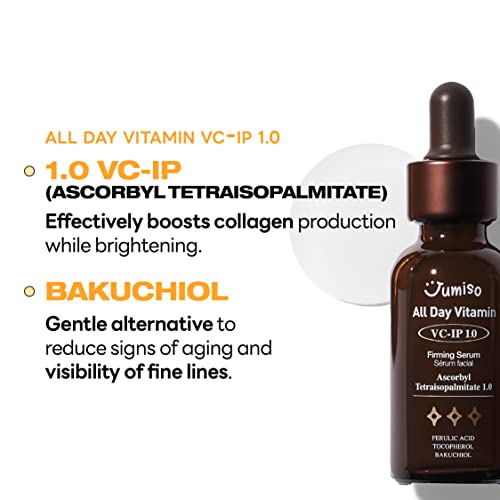 JUMISO All Day VC-IP 1.0 Firming Serum 30ml, 1.01 fl oz, Boosting Collagen, Reducing fine lines, Aronia Extract, Bakuchiol, Panthenol