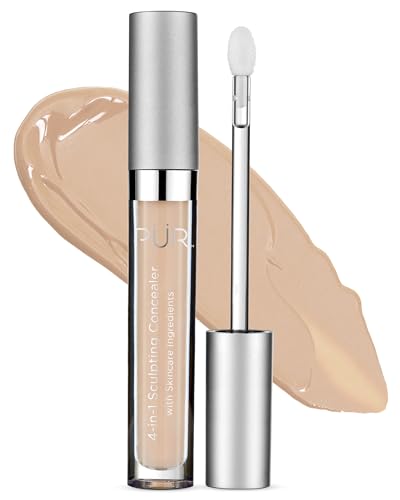 PÜR MINERALS 4-in-1 Sculpting Concealer Buff - Medium to Full Coverage, Hydrating, Brightening & Correcting for Dark Circles