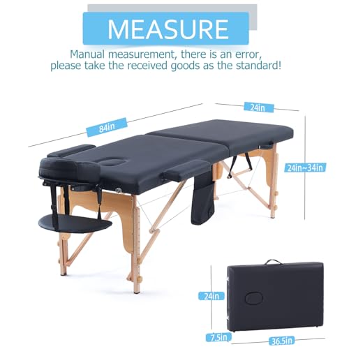 ARTBUSKE Portable Massage Table 84 Inch Adjustable Height Spa Bed