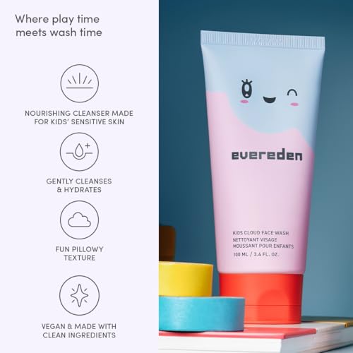 Evereden Kids Cloud Face Wash: Tropical Sorbet, 3.4 fl oz | Adorable Terry Spa & Makeup Headband | Creamy & Fun Skin Care for Kids | Easy-to-Use Face Wash | Non-toxic Skin Care