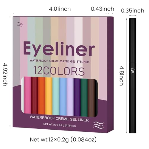 12-Color Matte Gel Eyeliner Pencil Set - Waterproof & Smudge-Proof
