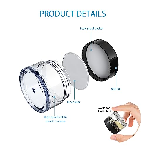 Travel Size Cosmetic Containers 6 Pack (0.17/0.5/1 oz)