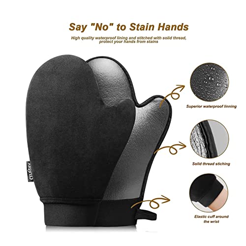 5-in-1 Self Tanner Mitt Applicator Kit - Professional Self Tanning Mitt Back Applicator, Mini Mitt, Brush and Exfoliator£¬No Streaks, No Orange Palms, Double-Sided Washable Tanning Gloves Set