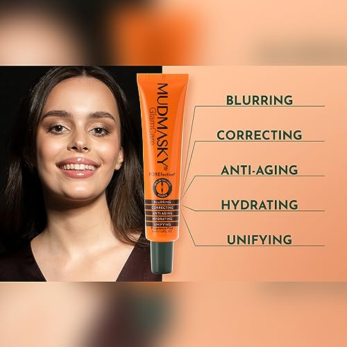 Mudmasky GlamCare POREfection Serum-Infused Primer - 30ml - Minimizes Pores Instantly - Hydrating Makeup Base - Nourishing Skin Care - Flawless Beauty with Long-Lasting Smooth Finish - Made in France