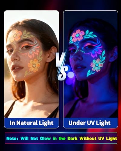 UV Glow Face Paint Markers - 10 Neon Colors, Waterproof