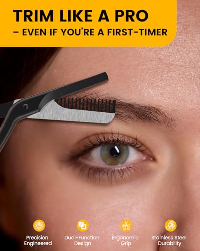 BEZOX Eyebrow Scissors with Comb – Stainless Steel Trimmer