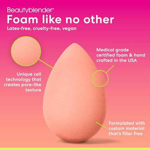 Beautyblender¢ç | Orange Beauty Blender Makeup Sponge, Super-Soft Foam Easily Blends Foundations, Powders & Creams, Made in USA, Reusable, Washable, Streak Free Application, Vegan, Cruelty Free
