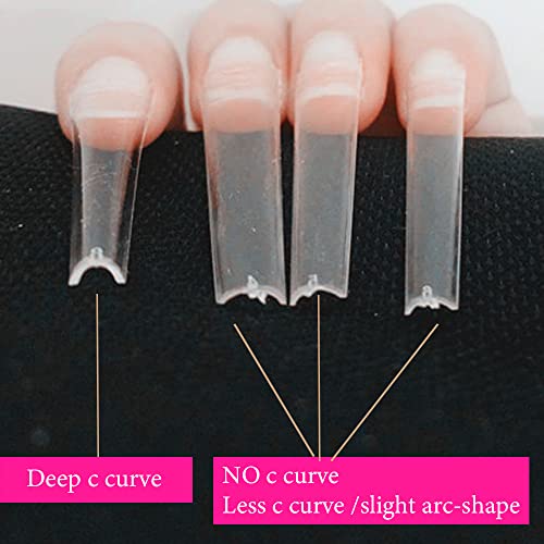 XXL No C Curve Coffin Nail Tips for Acrylic Nails -600 Pcs None C Curve 2Xl Extra Long Nail Tips WOWITIS Half Cover Coffin False Nails Tips Clear Fake Nail Tips with Box for Nail Salon 10 Sizes